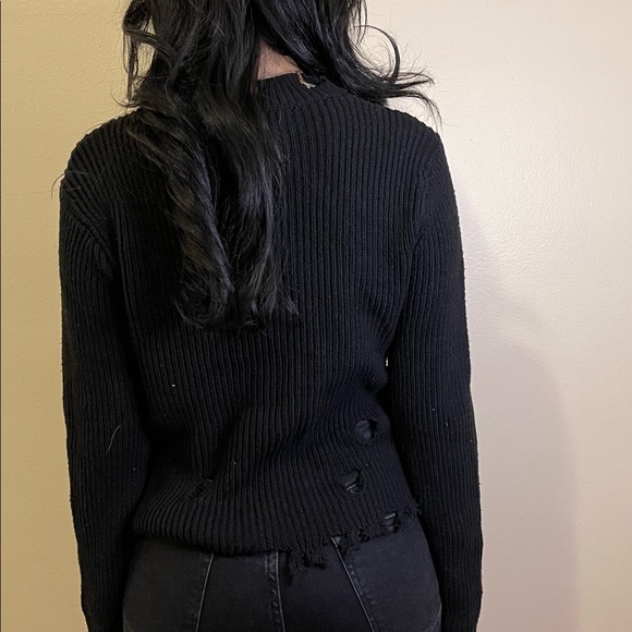 BLACK DISTRESSED LF SWEATER, SIZE: X-SMALL - Picture 2 of 4